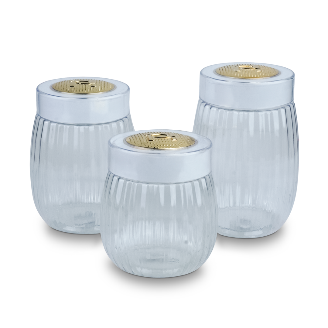 Happy Crown Gold Plastic Jar 3 Pcs - Image 3